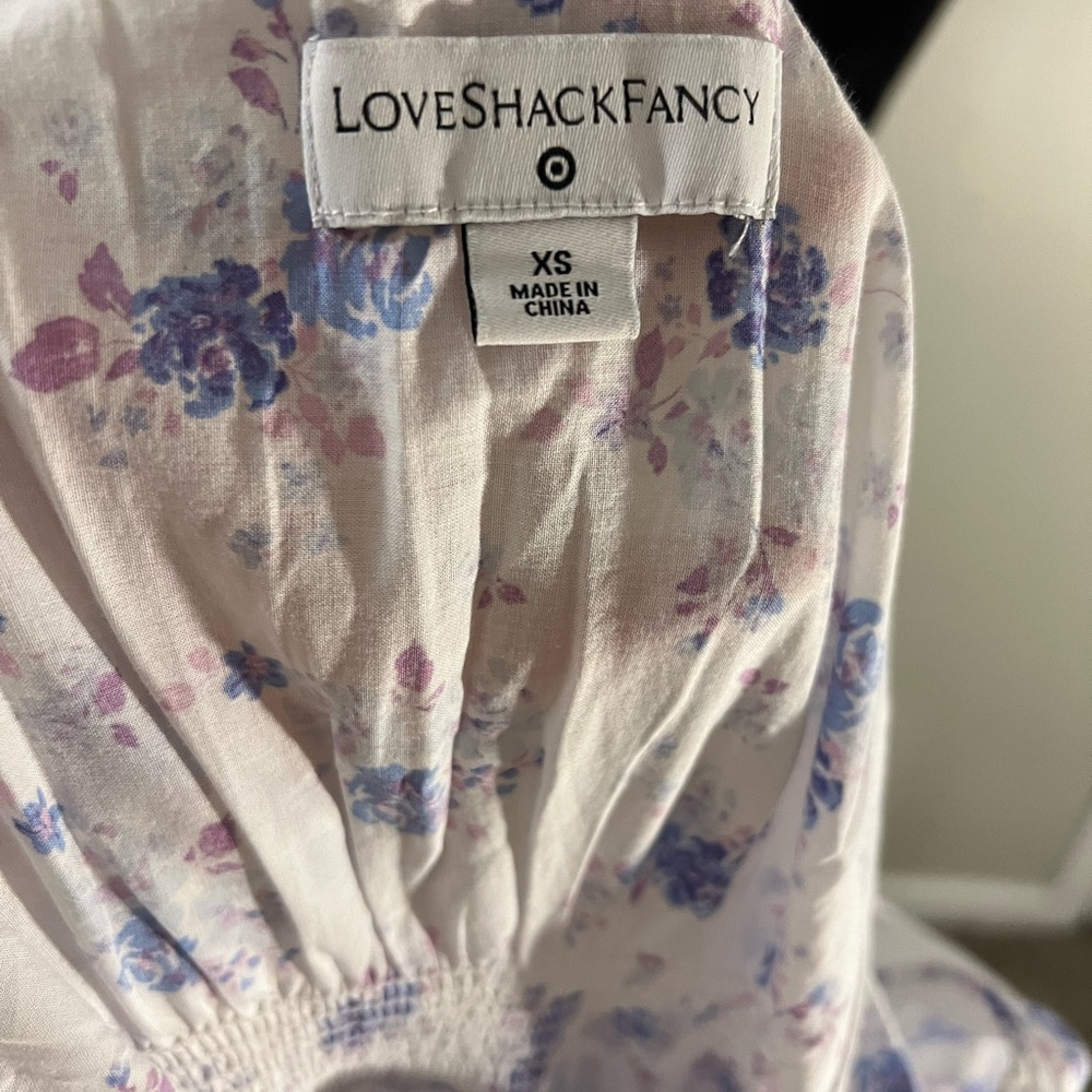 LoveShackFancy Target Floral White and Purple Puffed Sleeve Maxi Dress - Picture 6 of 6